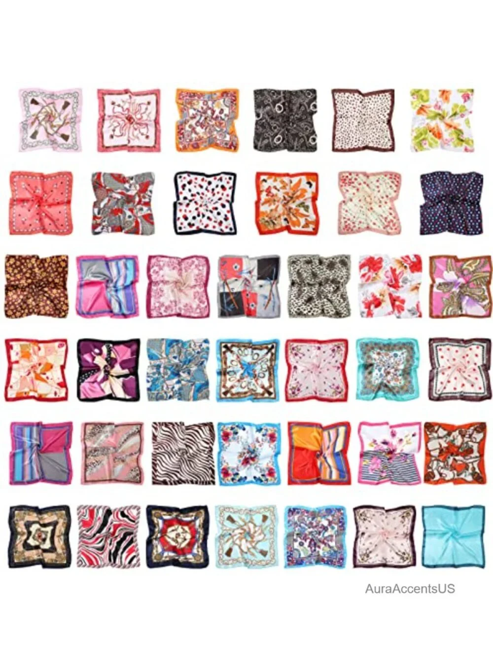 40 Piece Satin Square Head Scarves Set, Silk Feeling Hair Neck Scarves 19.69